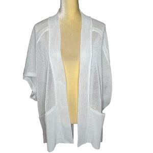 Foxcroft Perla Cocoon White Cardigan Open Front Sweater NEW NWT Size 2X